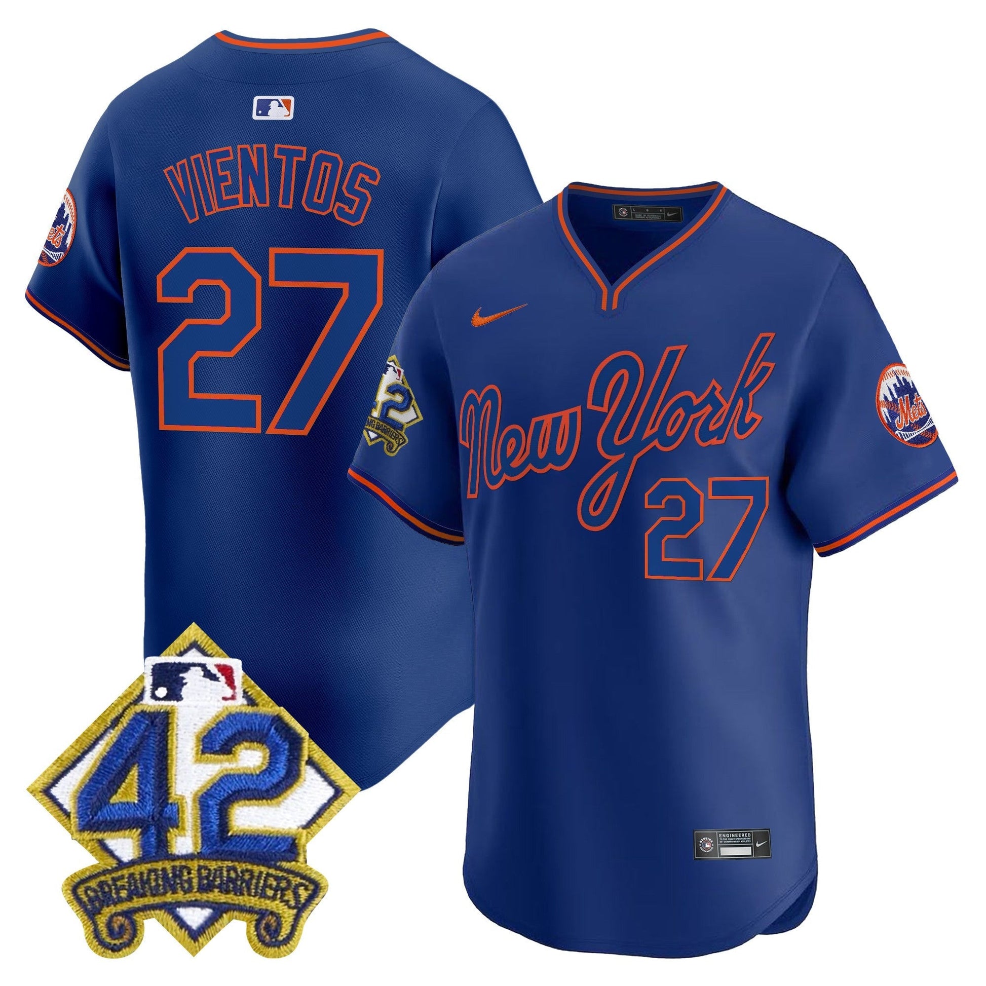 Men's New York Mets 2025 Jackie Robinson Patch Road Alternate Jersey – All Stitched