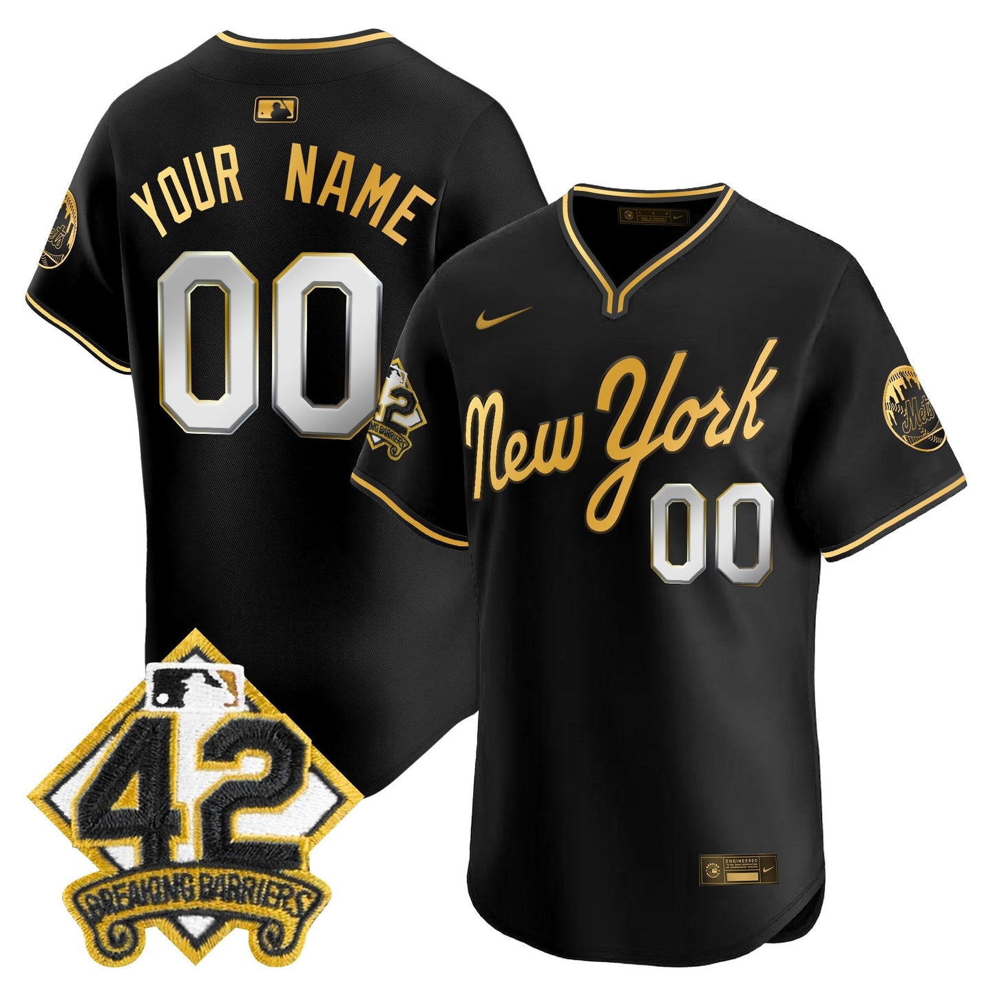New York Mets 2025 Jackie Robinson Patch Road Alternate Custom Jersey – All Stitched