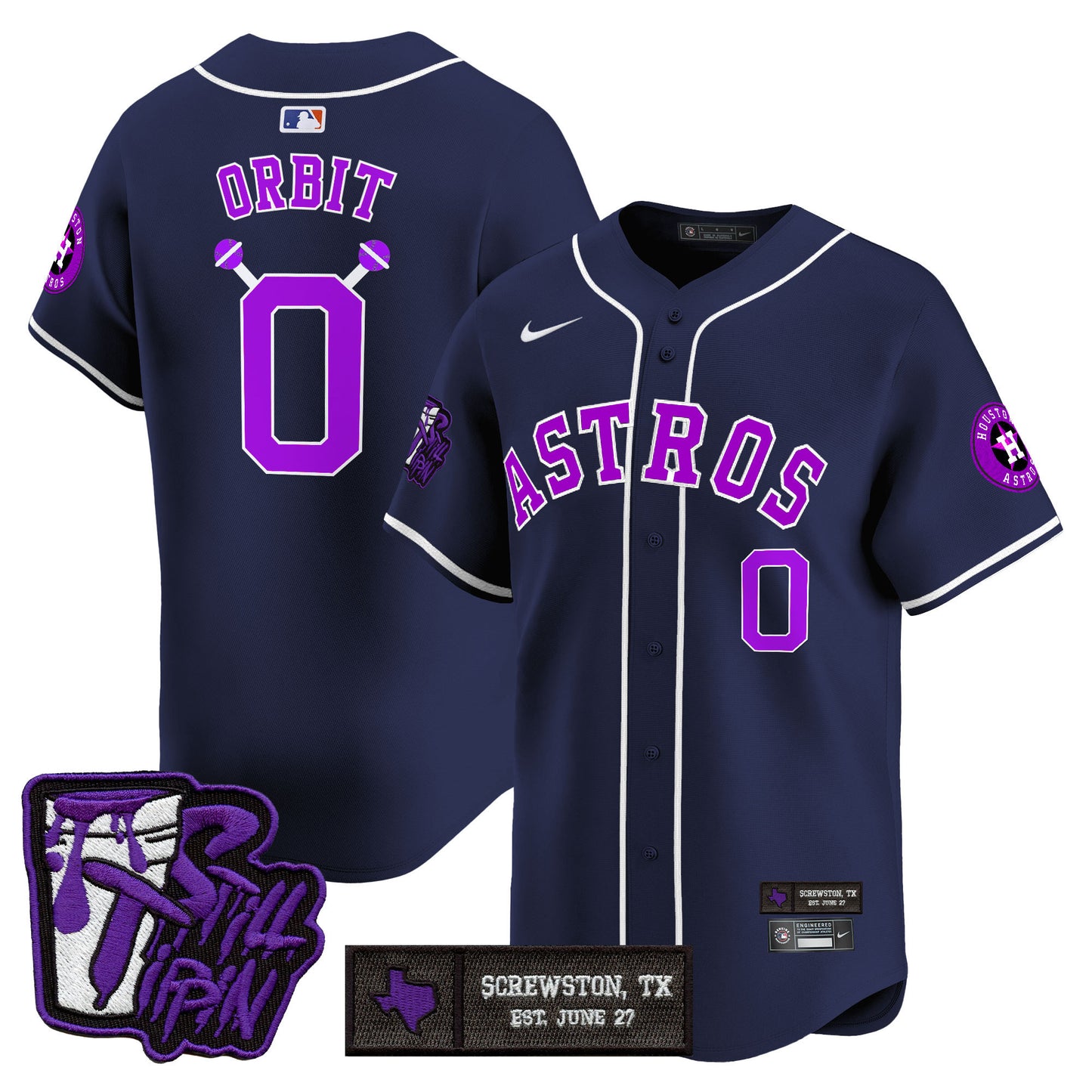 Men's Houston Astros DJ Screw Still Tippin Purple Patch Vapor Premier Limited Jersey - All Stitched
