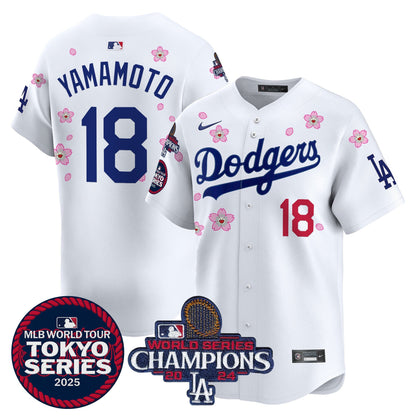 Men's Dodgers Tokyo Series 2025 World Series Champions Patch Vapor Premier Limited Jersey - Stitched