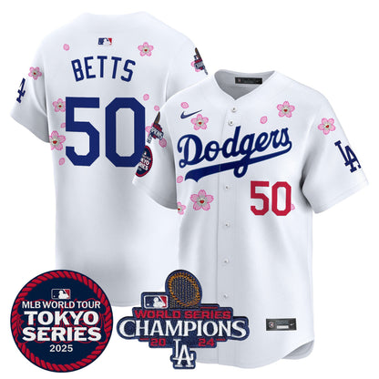 Men's Dodgers Tokyo Series 2025 World Series Champions Patch Vapor Premier Limited Jersey - Stitched