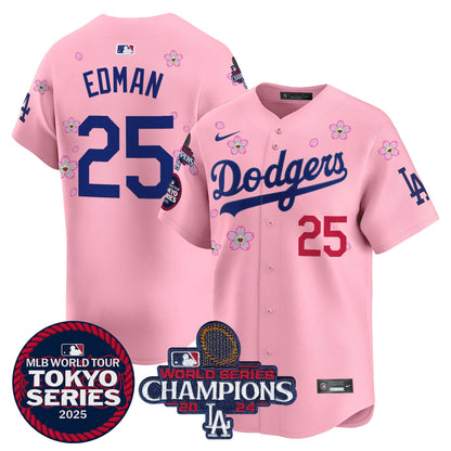 Men's Dodgers Tokyo Series 2025 World Series Champions Patch Vapor Premier Limited Jersey - Stitched