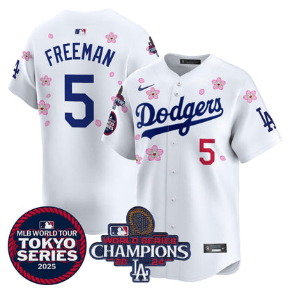Men's Dodgers Tokyo Series 2025 World Series Champions Patch Vapor Premier Limited Jersey - Stitched