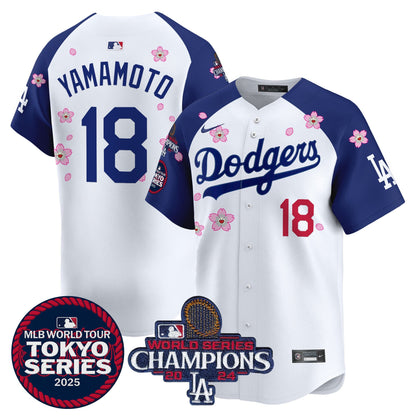 Men's Dodgers Tokyo Series 2025 World Series Champions Patch Vapor Premier Limited Jersey - Stitched