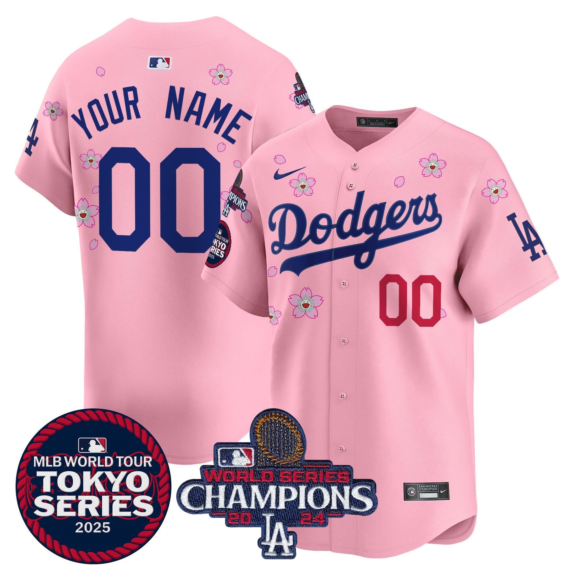 Dodgers Tokyo Series 2025 World Series Champions Patch Vapor Premier Limited Custom Jersey - Stitched