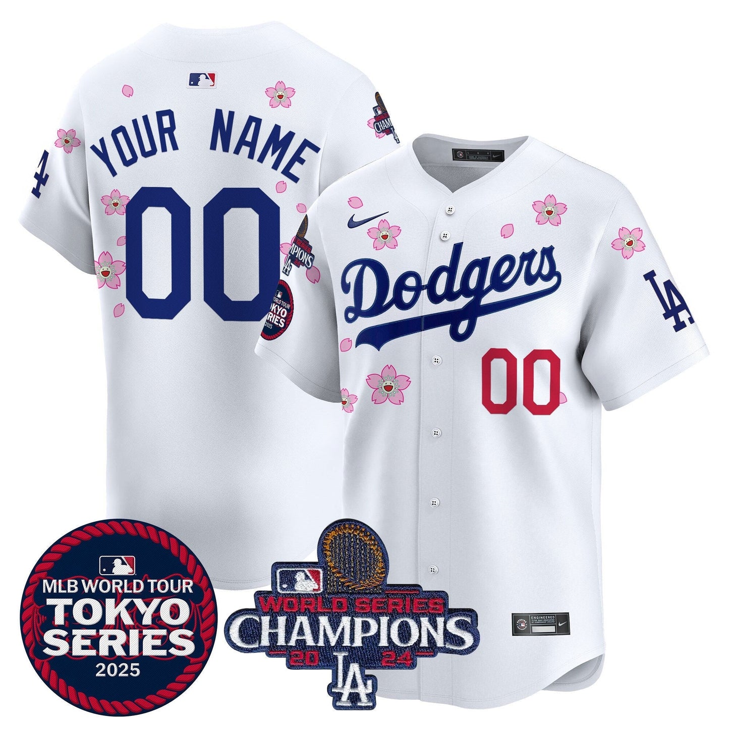 Dodgers Tokyo Series 2025 World Series Champions Patch Vapor Premier Limited Custom Jersey - Stitched