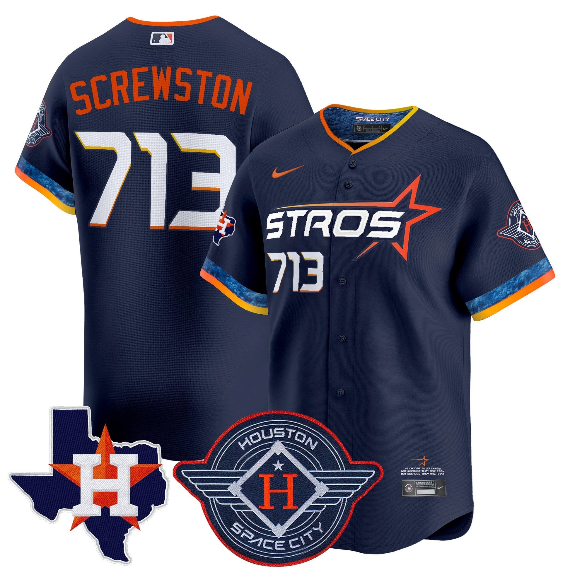 Men's Houston Astros 2025 City Connect Texas Patch Vapor Premier Limited Jersey - All Stitched