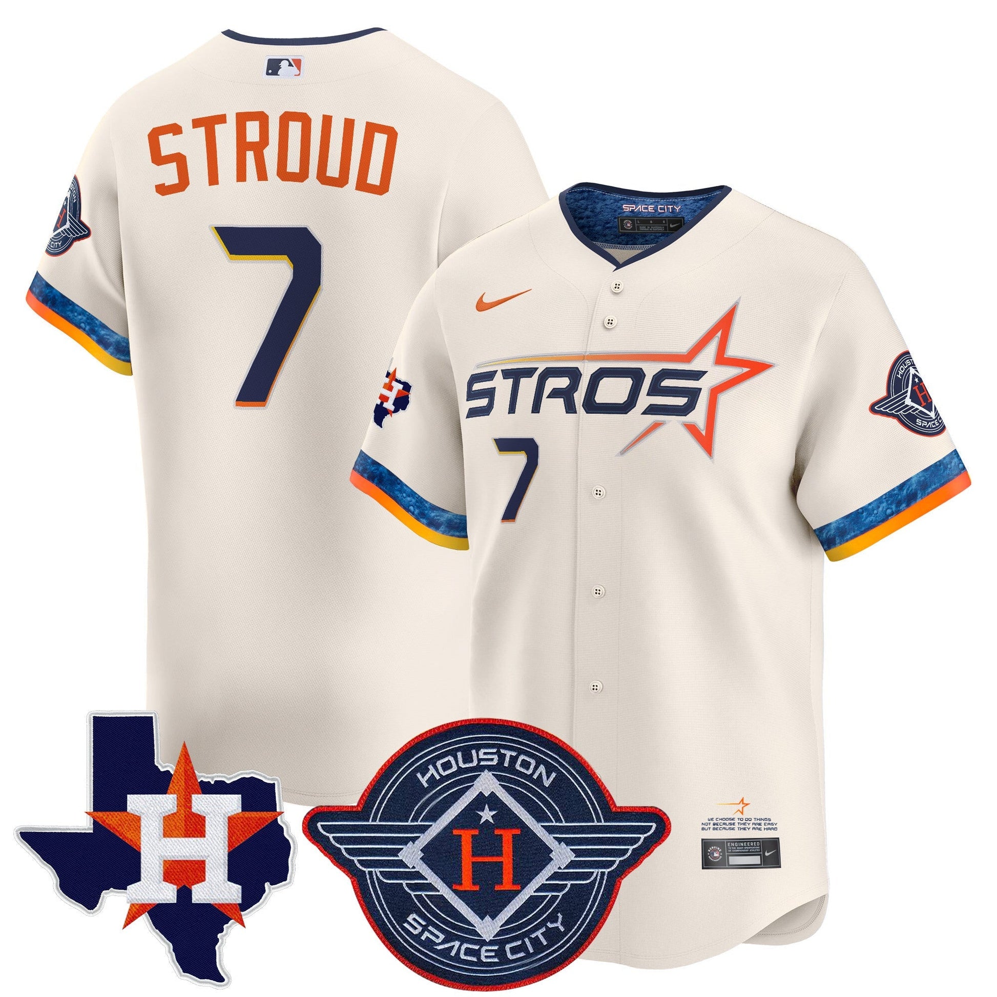 Men's Houston Astros 2025 City Connect Texas Patch Vapor Premier Limited Jersey - All Stitched