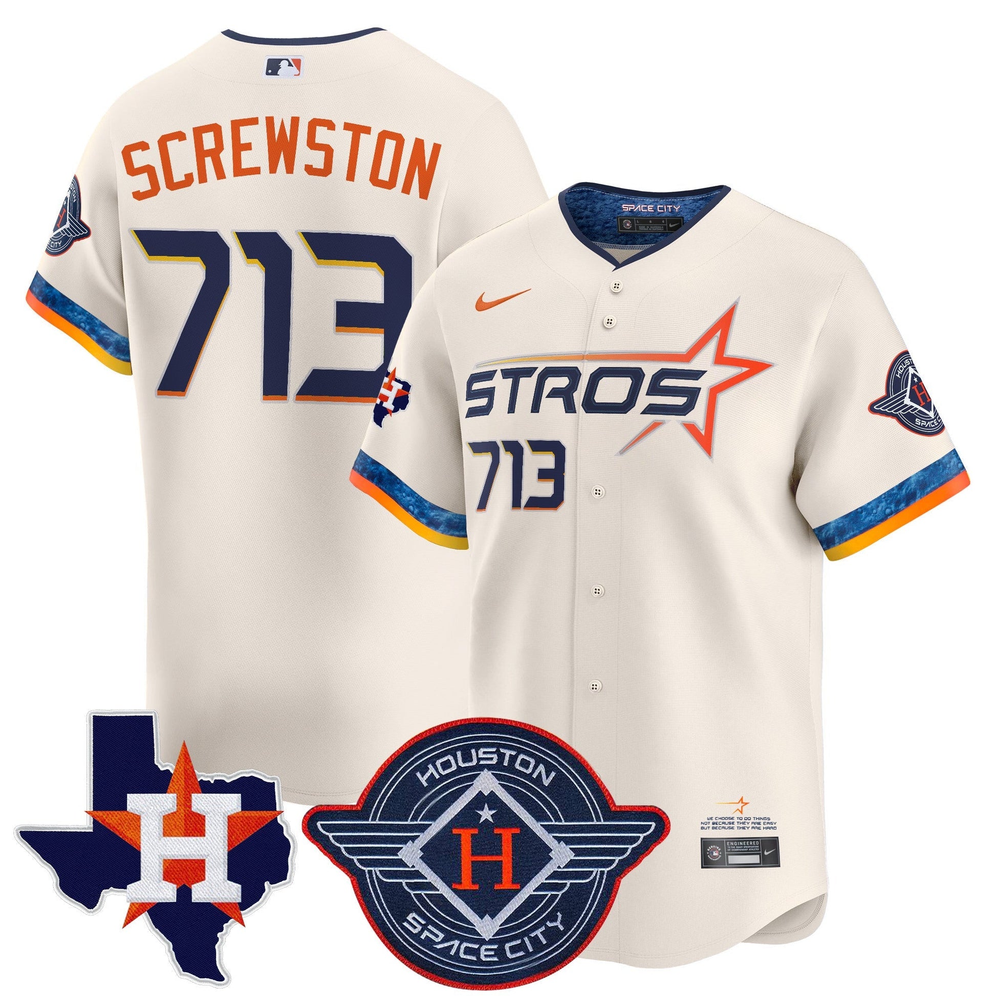Men's Houston Astros 2025 City Connect Texas Patch Vapor Premier Limited Jersey - All Stitched