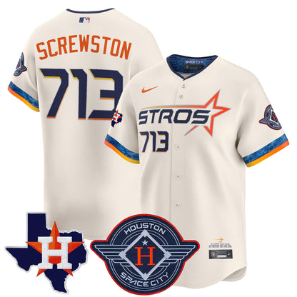Men's Houston Astros 2025 City Connect Texas Patch Vapor Premier Limited Jersey - All Stitched