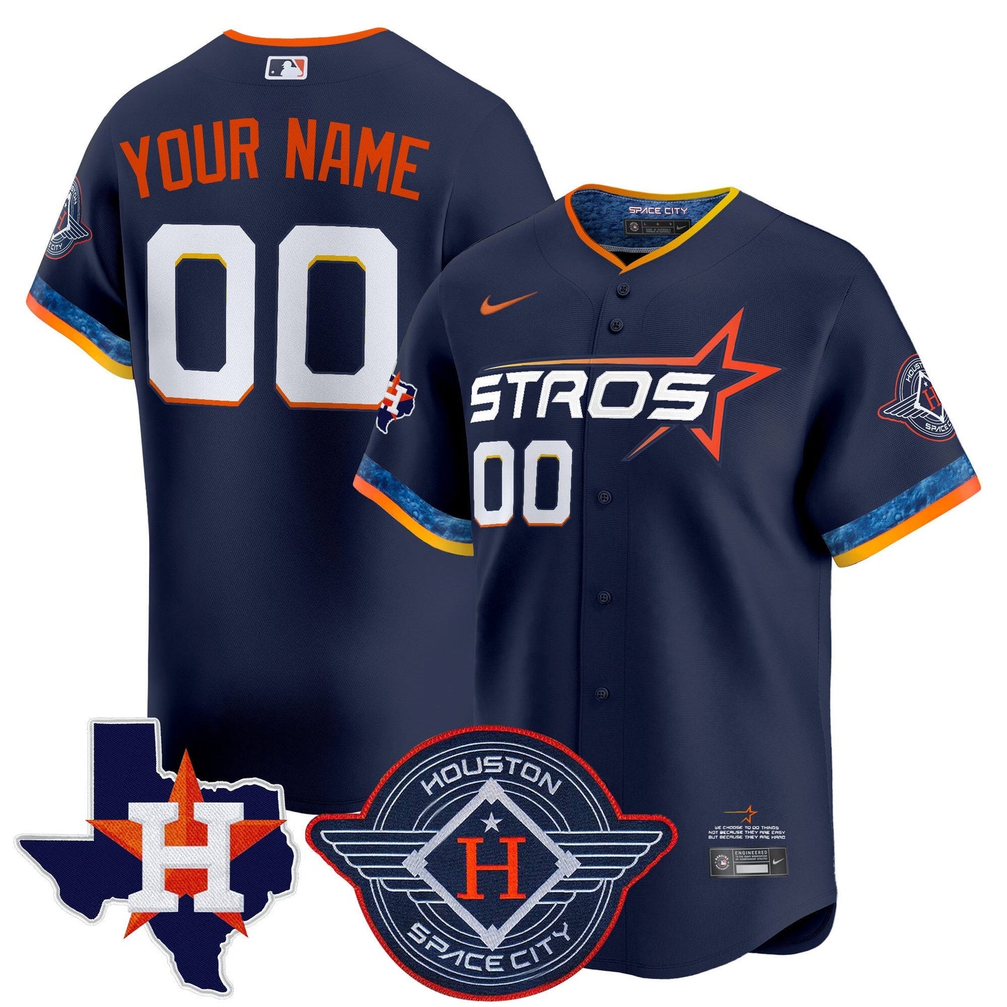 Houston Astros 2025 City Connect Texas Patch Vapor Premier Limited Custom Jersey - All Stitched