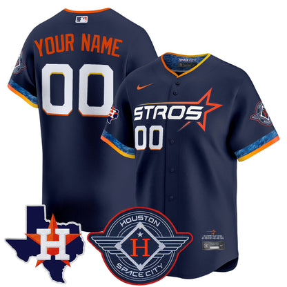 Houston Astros 2025 City Connect Texas Patch Vapor Premier Limited Custom Jersey - All Stitched