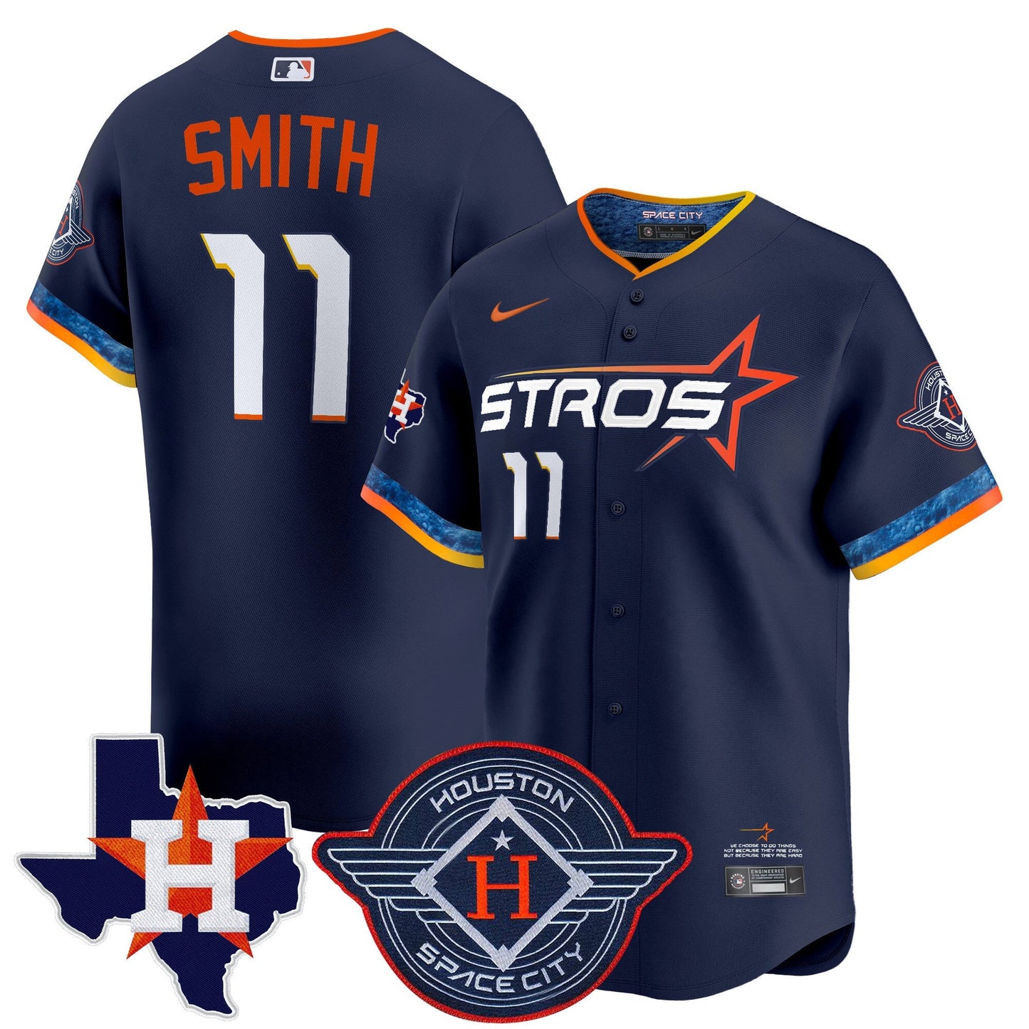 Men's Houston Astros 2025 City Connect Texas Patch Vapor Premier Limited Jersey - All Stitched