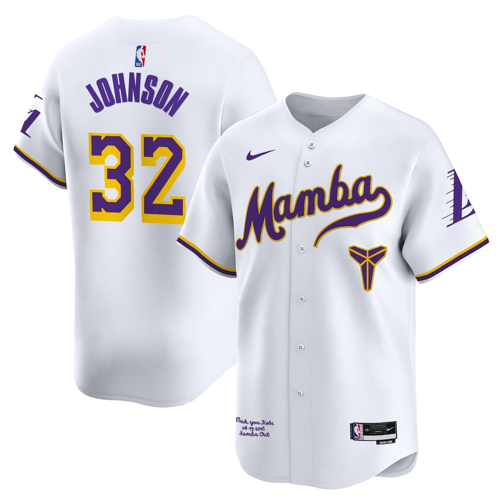 Men's Los Angeles Lakers Kobe Bryant Mamba Vapor Baseball Jersey - All Stitched