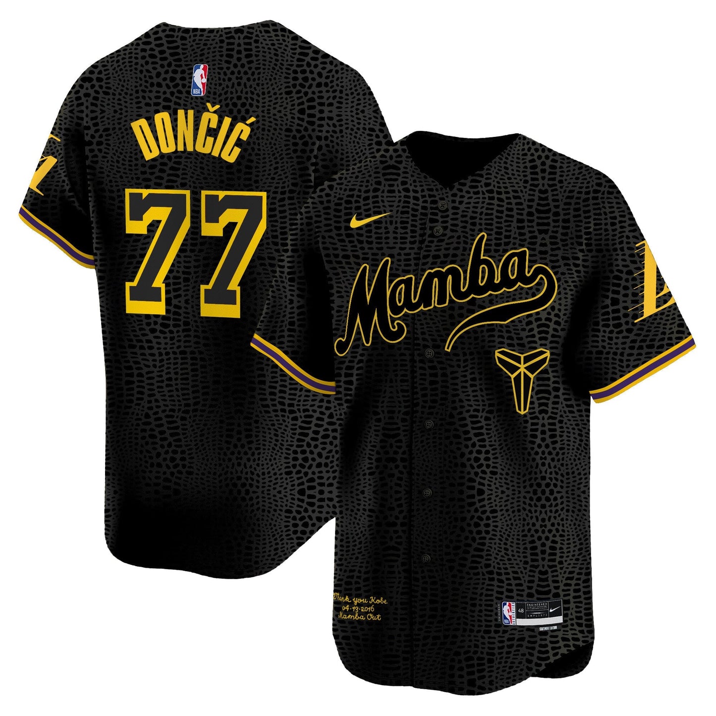 Men's Los Angeles Lakers Kobe Bryant Mamba Vapor Baseball Jersey - All Stitched