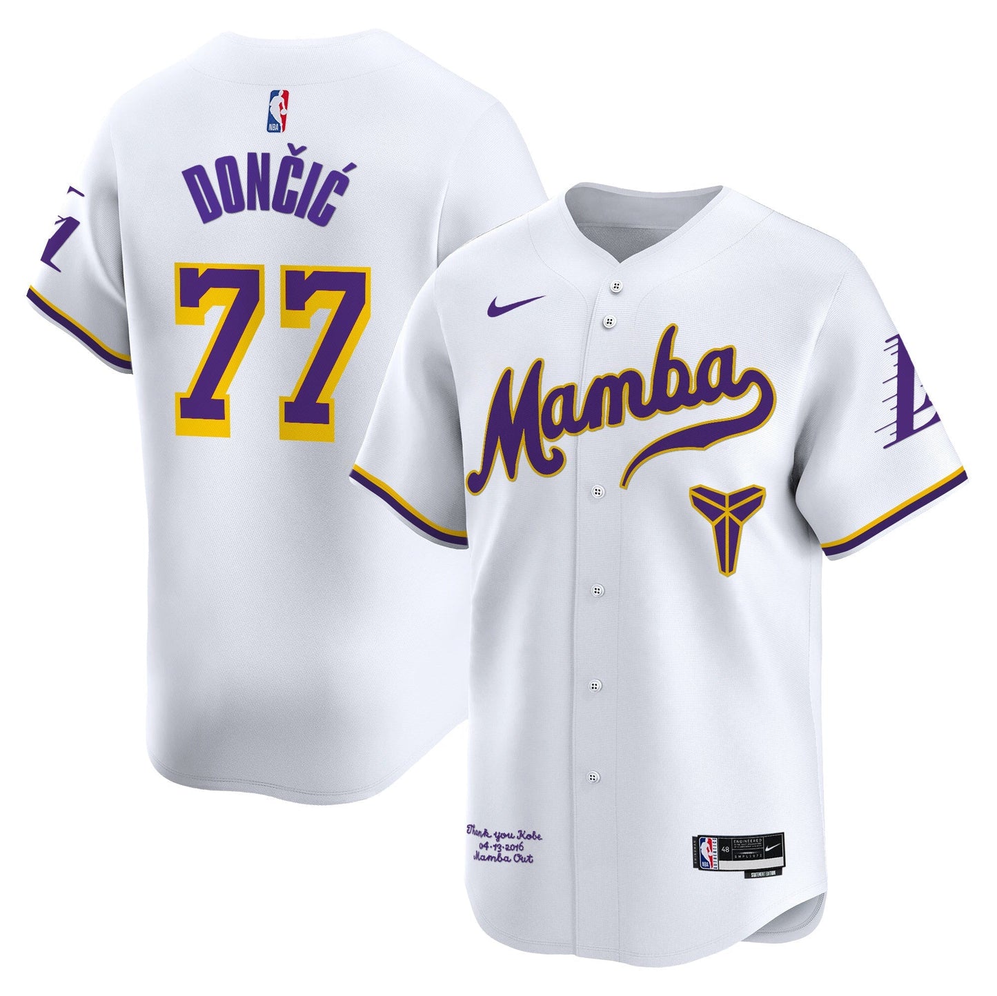 Men's Los Angeles Lakers Kobe Bryant Mamba Vapor Baseball Jersey - All Stitched