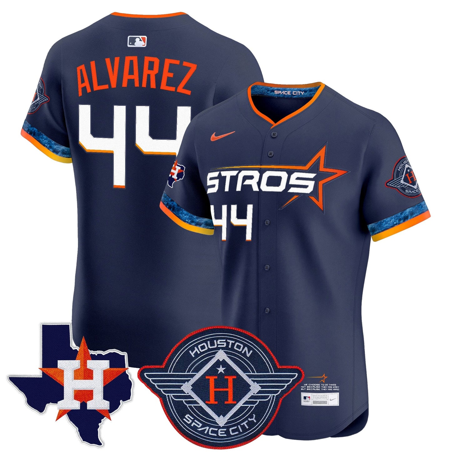 Men's Houston Astros 2025 City Connect Texas Patch Vapor Premier Elite Jersey - All Stitched