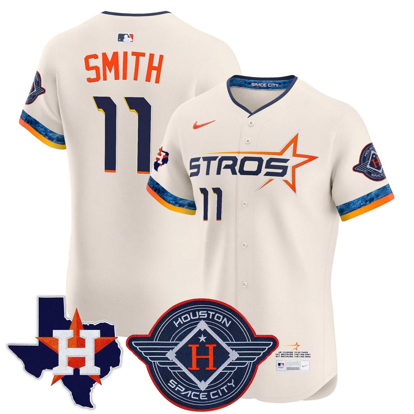 Men's Houston Astros 2025 City Connect Texas Patch Vapor Premier Elite Jersey - All Stitched