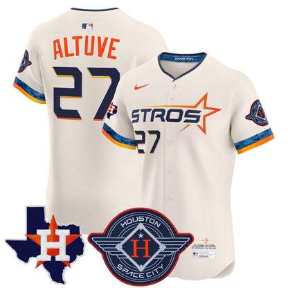 Men's Houston Astros 2025 City Connect Texas Patch Vapor Premier Elite Jersey - All Stitched