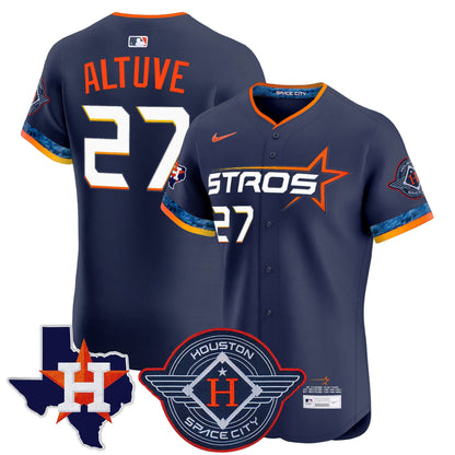 Men's Houston Astros 2025 City Connect Texas Patch Vapor Premier Elite Jersey - All Stitched