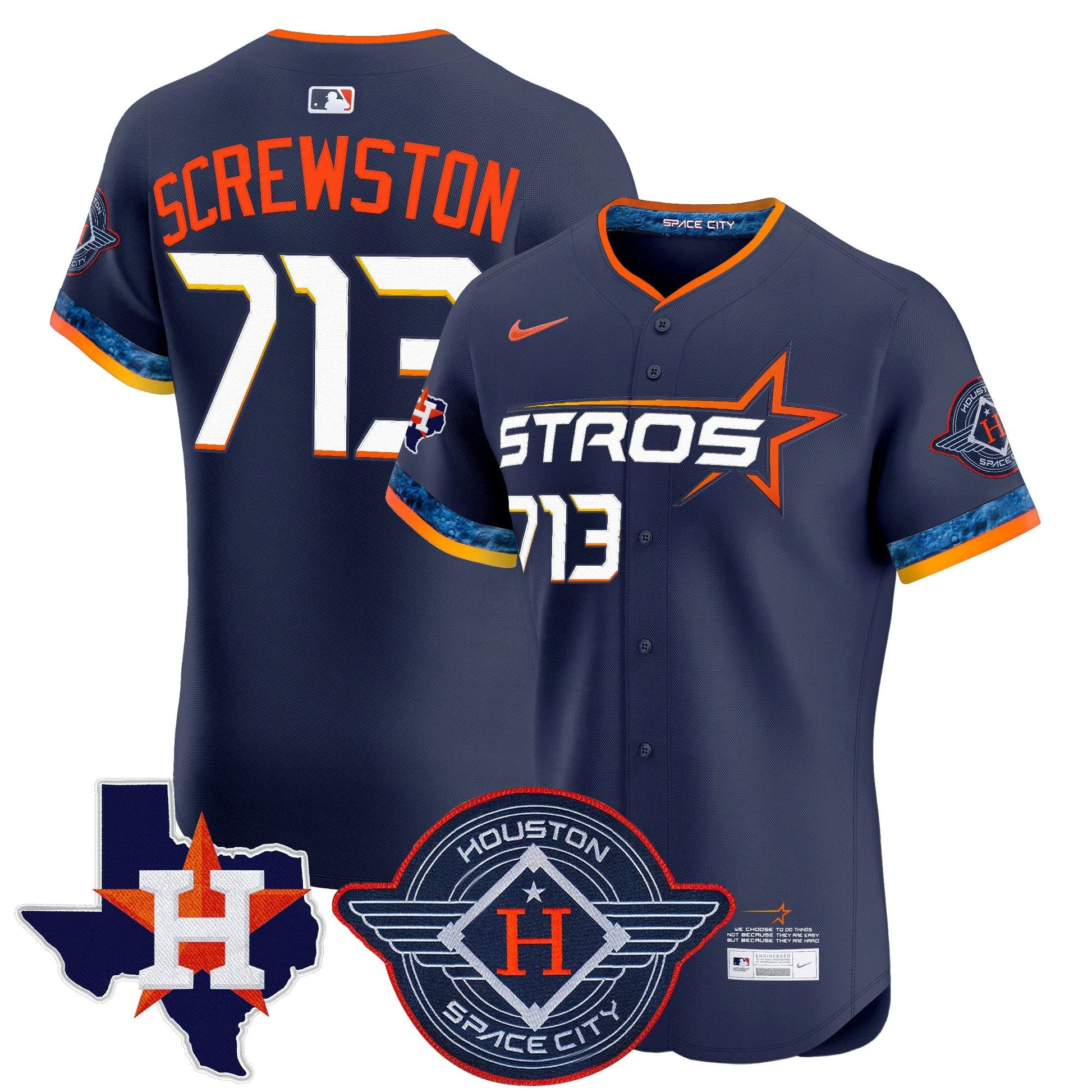 Men's Houston Astros 2025 City Connect Texas Patch Vapor Premier Elite Jersey - All Stitched