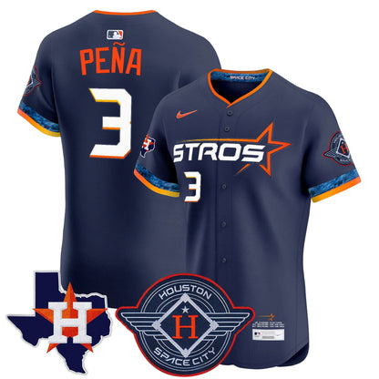 Men's Houston Astros 2025 City Connect Texas Patch Vapor Premier Elite Jersey - All Stitched