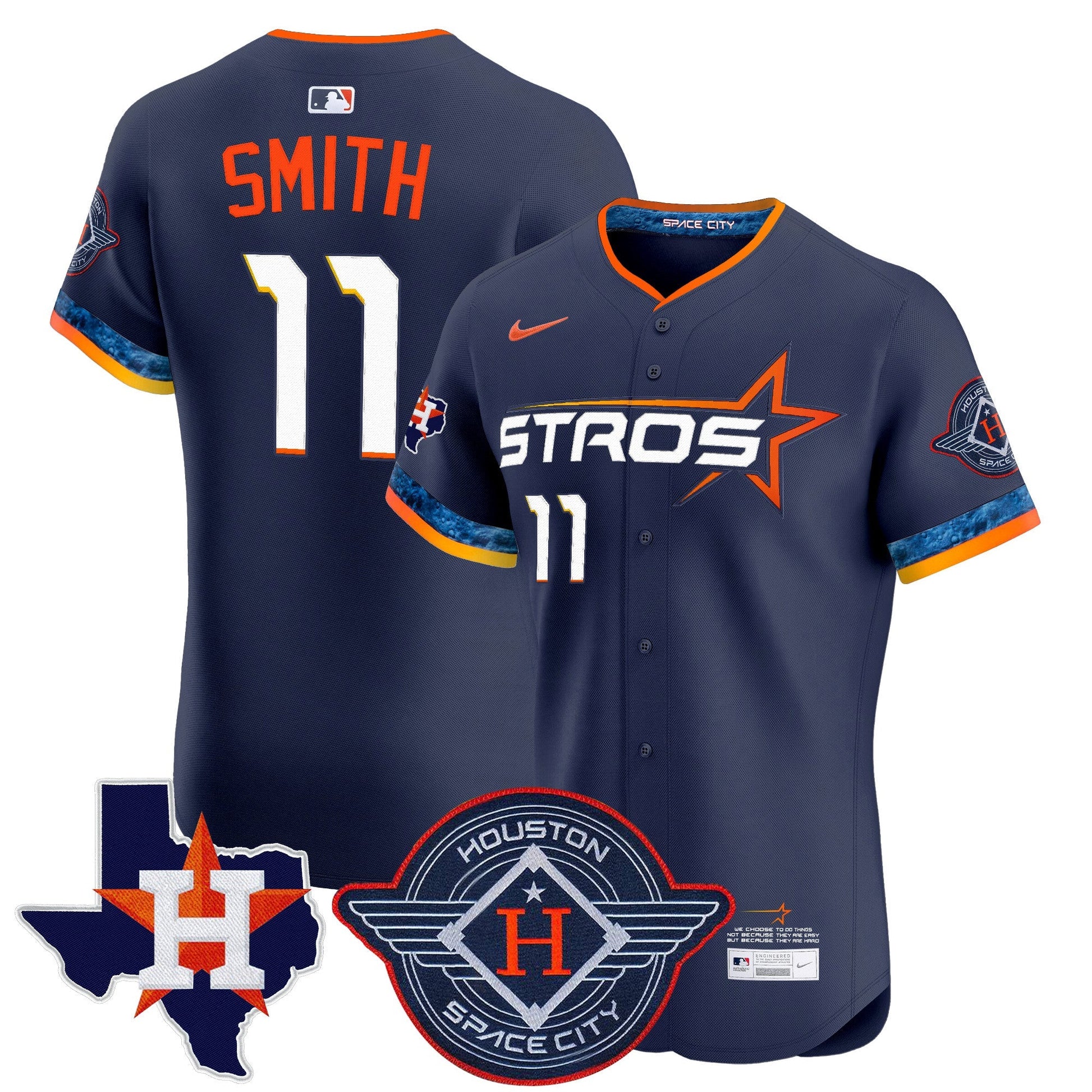 Men's Houston Astros 2025 City Connect Texas Patch Vapor Premier Elite Jersey - All Stitched