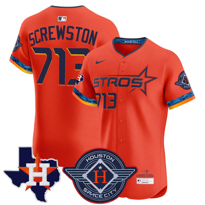 Men's Houston Astros 2025 City Connect Texas Patch Vapor Premier Elite Jersey - All Stitched