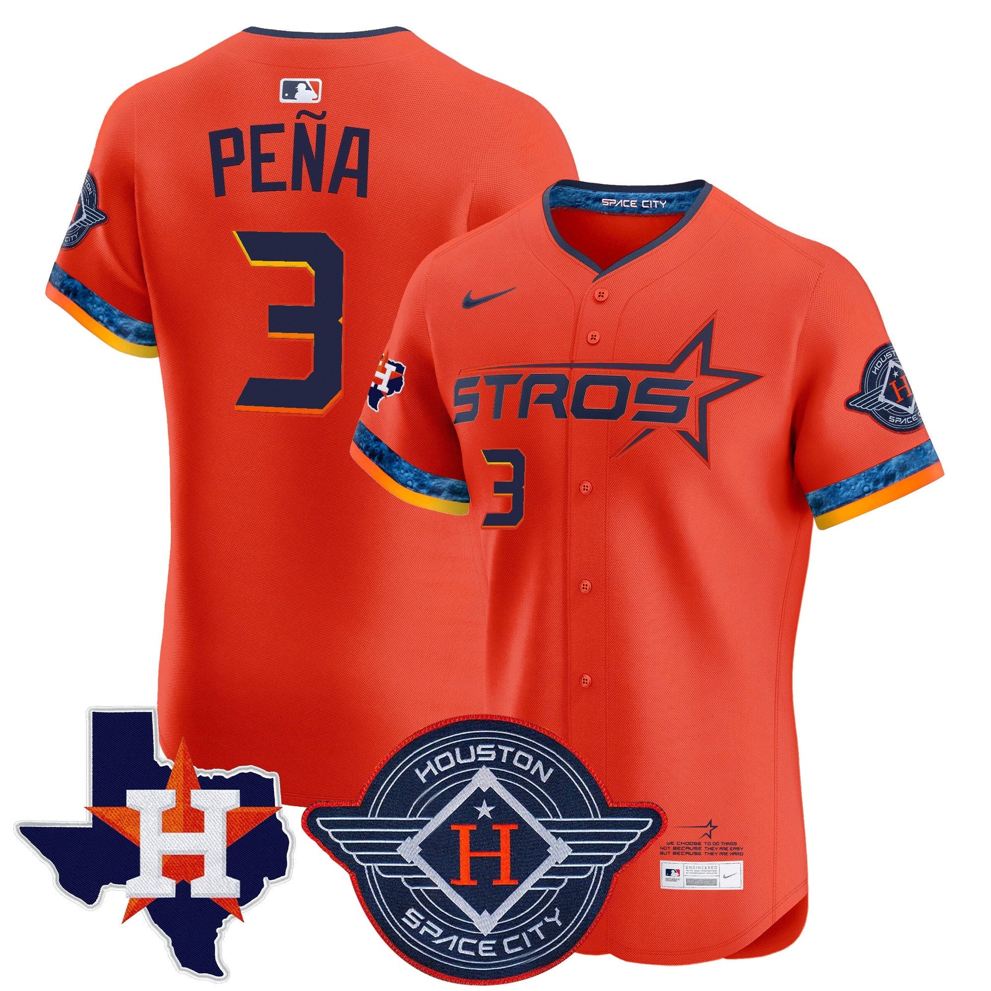 Men's Houston Astros 2025 City Connect Texas Patch Vapor Premier Elite Jersey - All Stitched