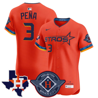 Men's Houston Astros 2025 City Connect Texas Patch Vapor Premier Elite Jersey - All Stitched