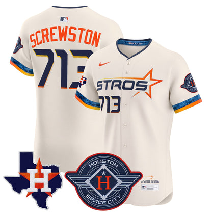 Men's Houston Astros 2025 City Connect Texas Patch Vapor Premier Elite Jersey - All Stitched