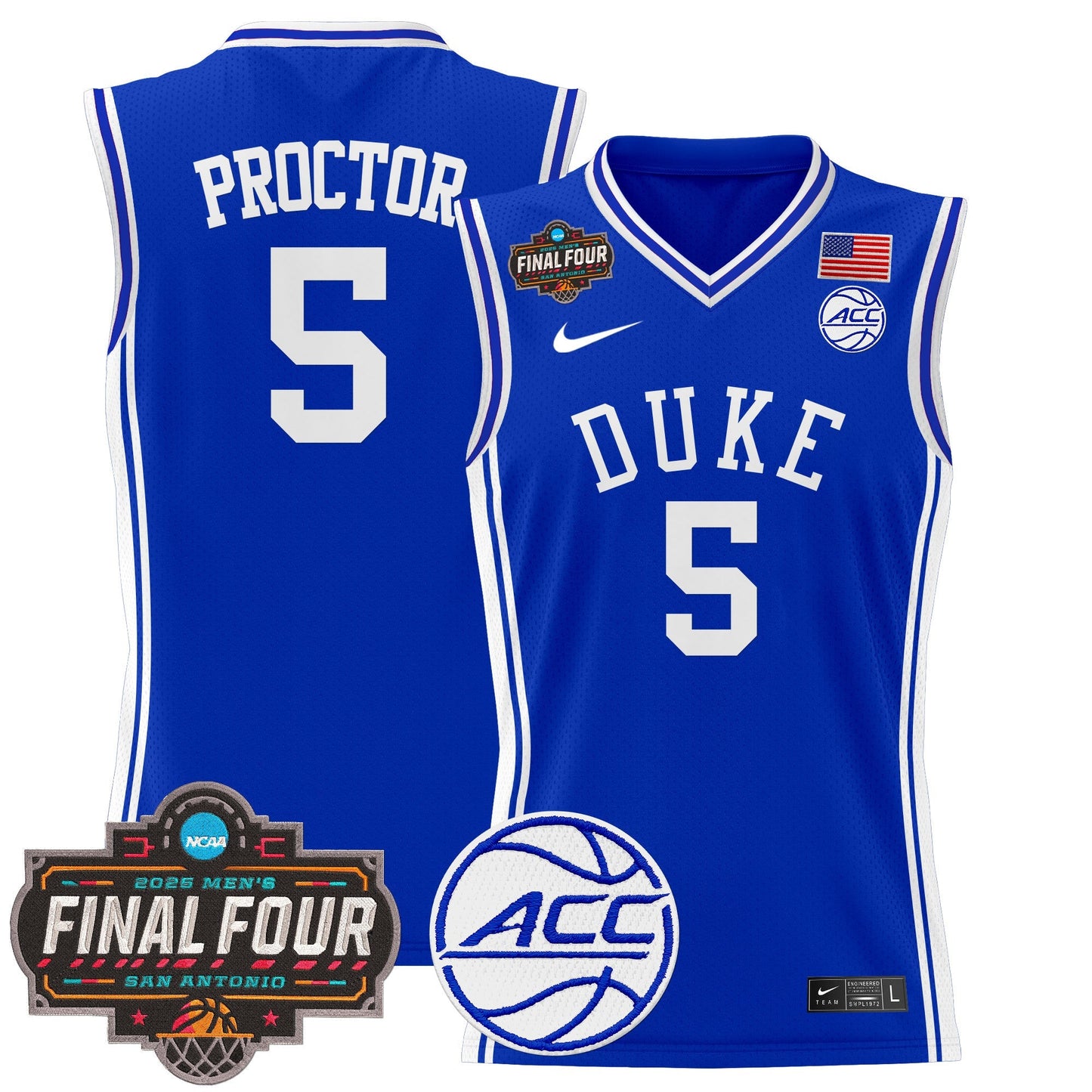 Men's Duke Blue Devils 2025 Final Four Patch Basketball Jersey - All Stitched