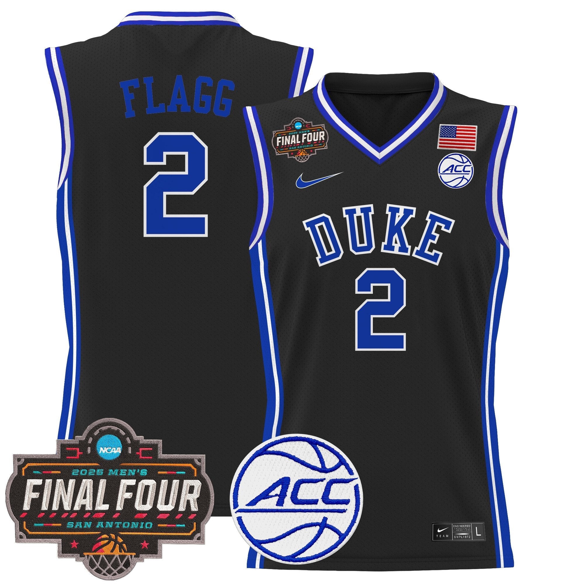 Men's Duke Blue Devils 2025 Final Four Patch Basketball Jersey - All ...