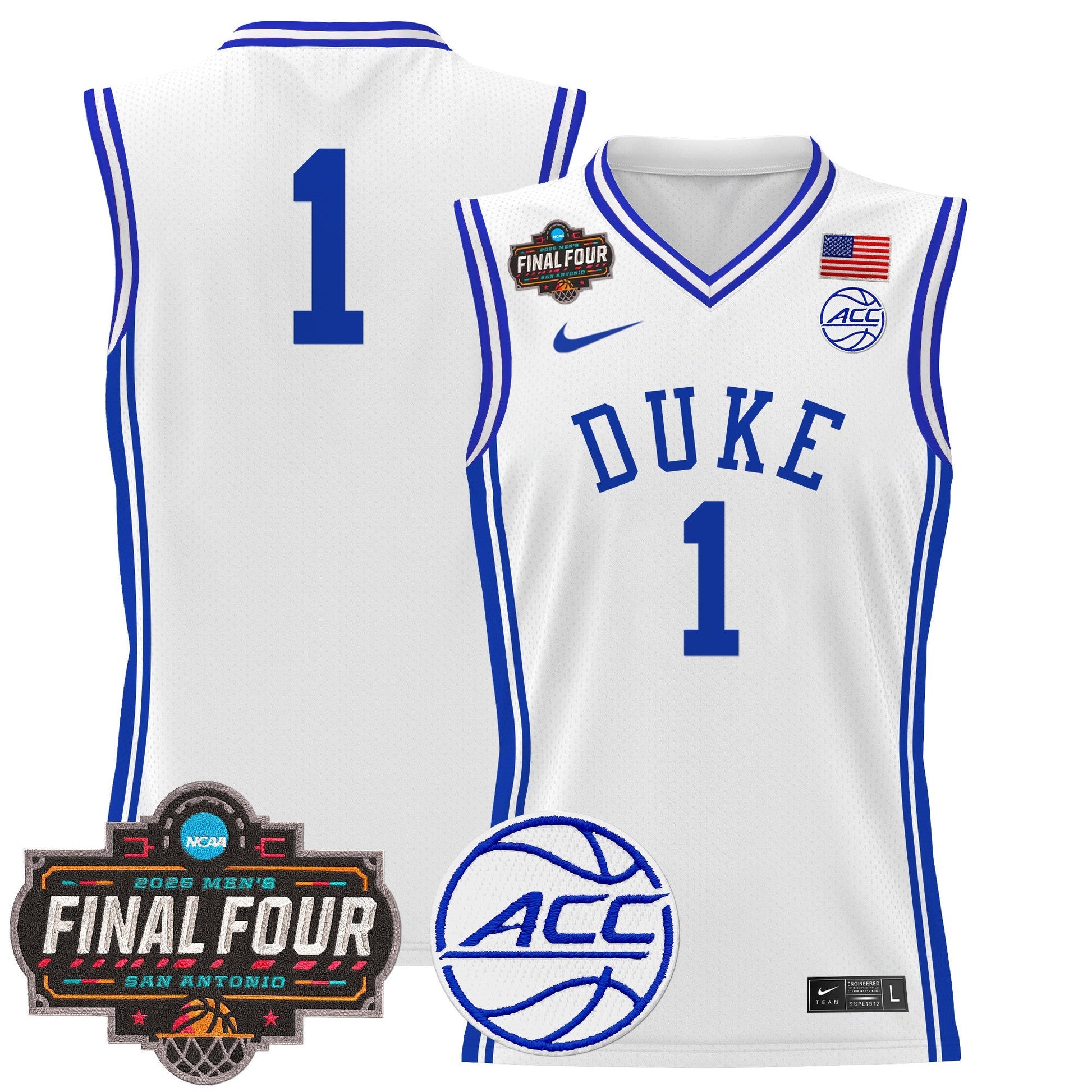 Men's Duke Blue Devils 2025 Final Four Patch Basketball Jersey - All Stitched