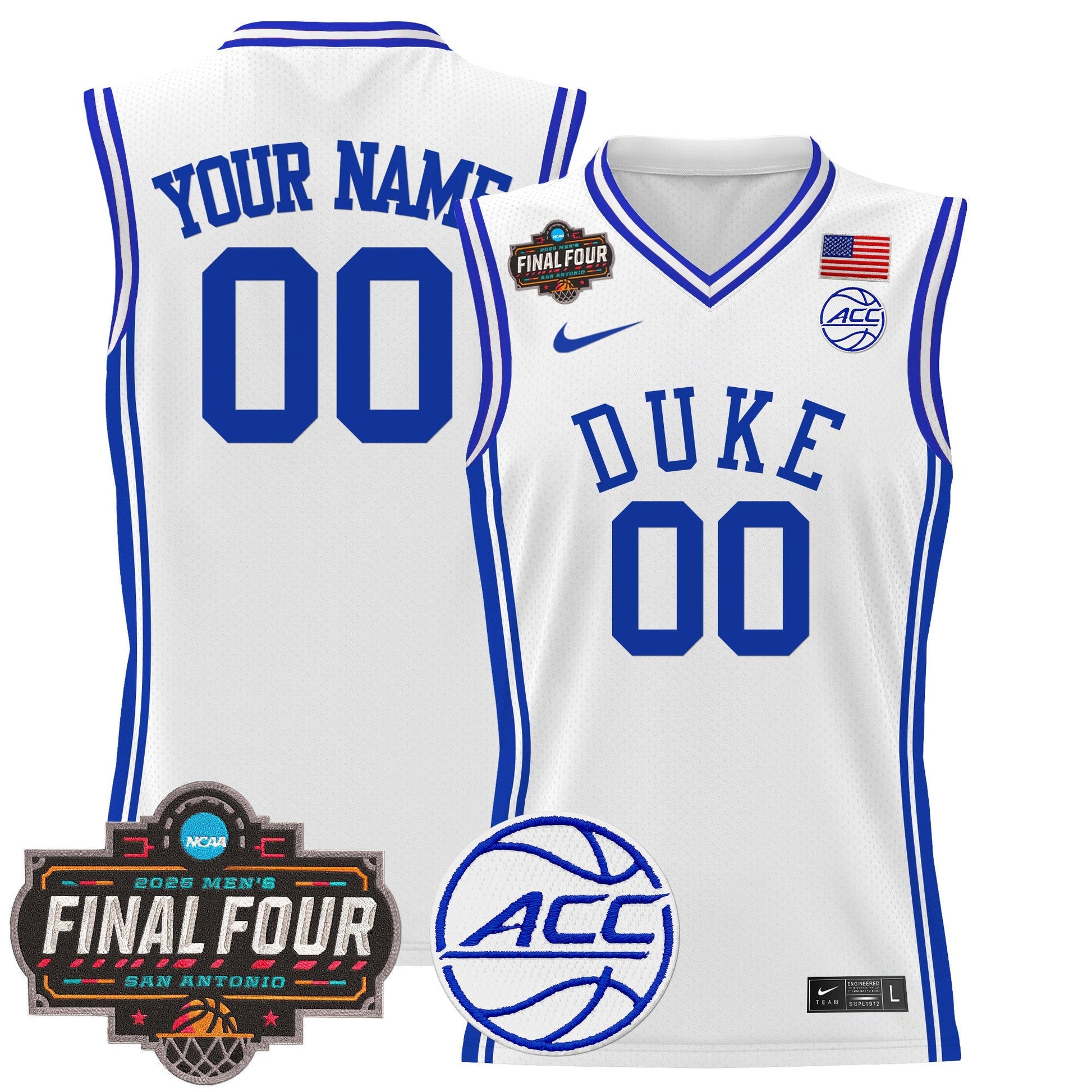 Duke Blue Devils 2025 Final Four Patch Basketball Custom Jersey - All Stitched