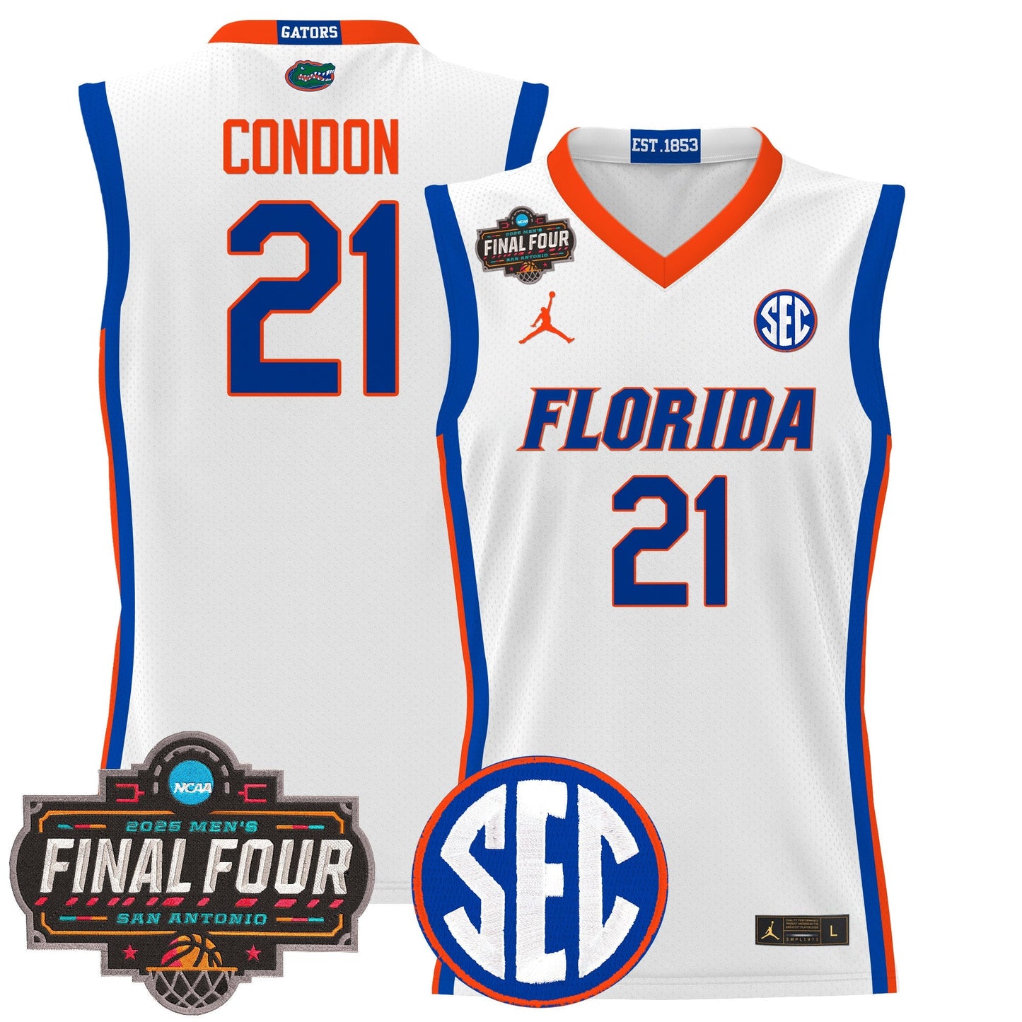 Men's Florida Gators 2025 Final Four Patch Basketball Jersey - All Stitched