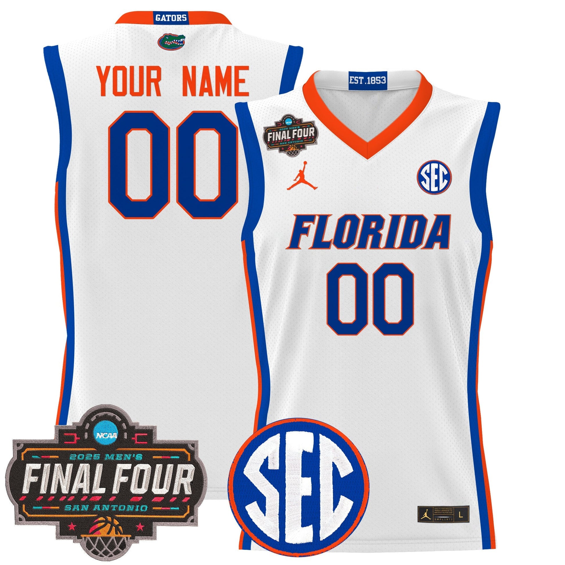 Florida Gators 2025 Final Four Patch Basketball Custom Jersey - All Stitched