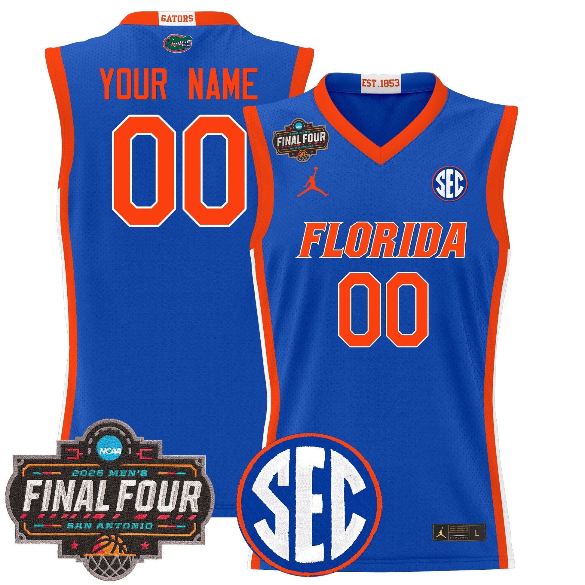 Florida Gators 2025 Final Four Patch Basketball Custom Jersey - All Stitched