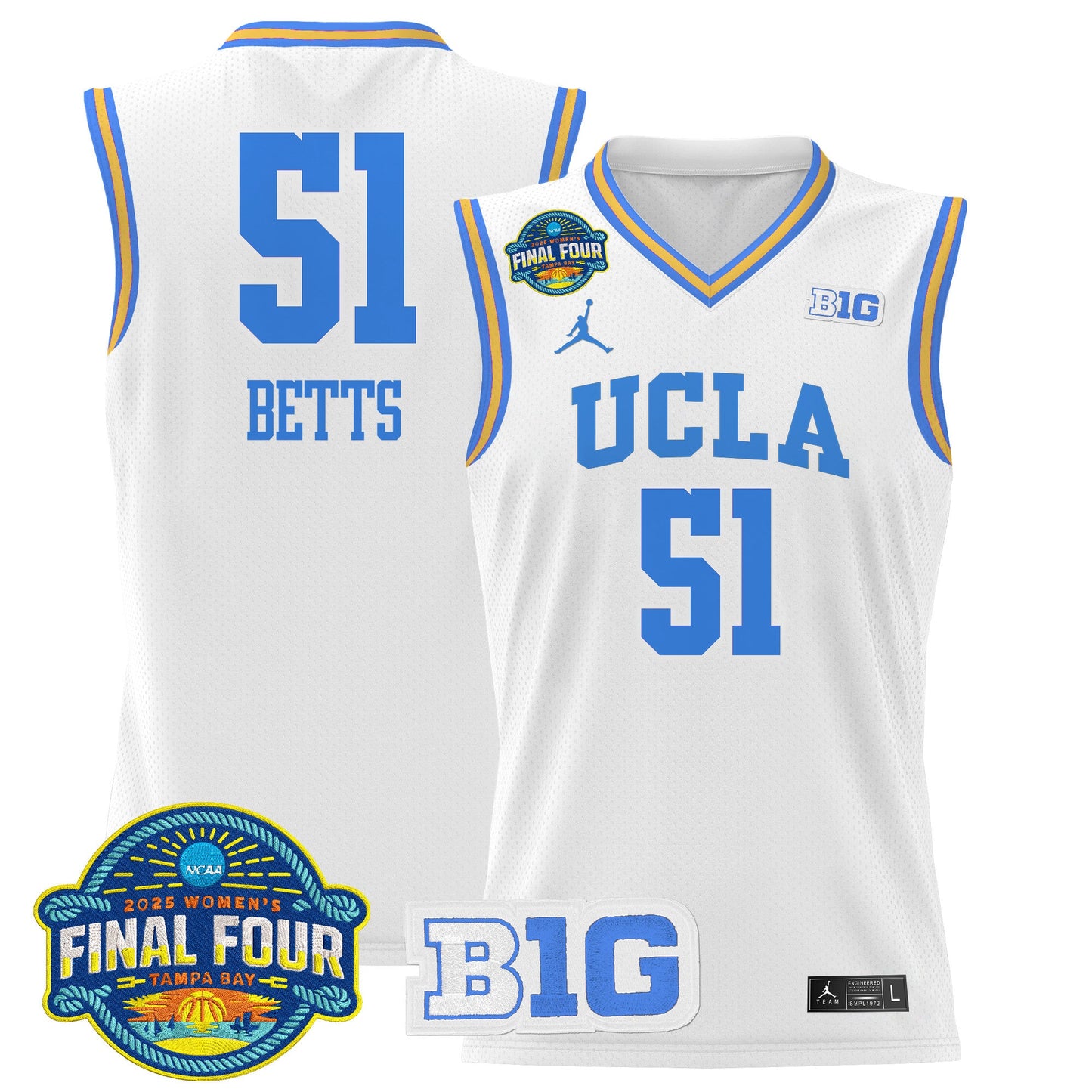 Men's Size - UCLA Bruins 2025 Big Ten Women's Final Four Patch Lightweight Basketball Jersey - All Stitched