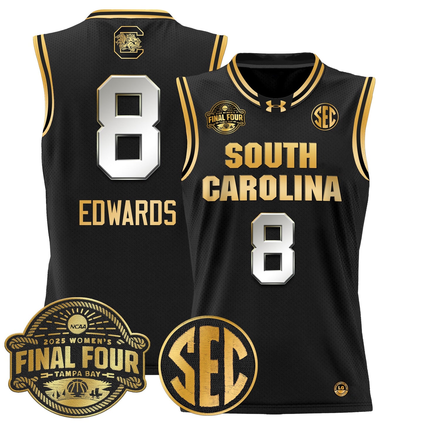 Men's Size - South Carolina Gamecocks 2025 Sec Women's Final Four Patch Lightweight Basketball Jersey - All Stitched