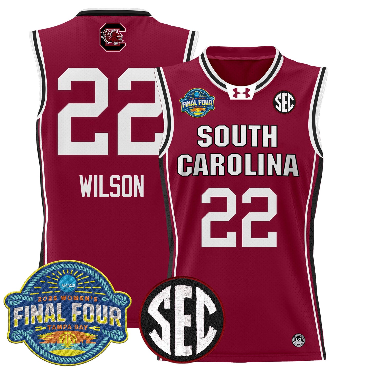 Men's Size - South Carolina Gamecocks 2025 Sec Women's Final Four Patch Lightweight Basketball Jersey - All Stitched