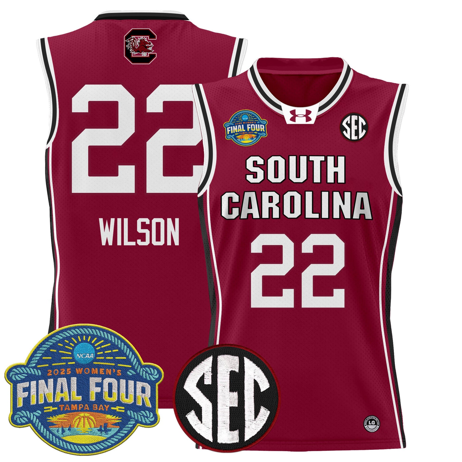 Men's Size - South Carolina Gamecocks 2025 Sec Women's Final Four Patch Lightweight Basketball Jersey - All Stitched