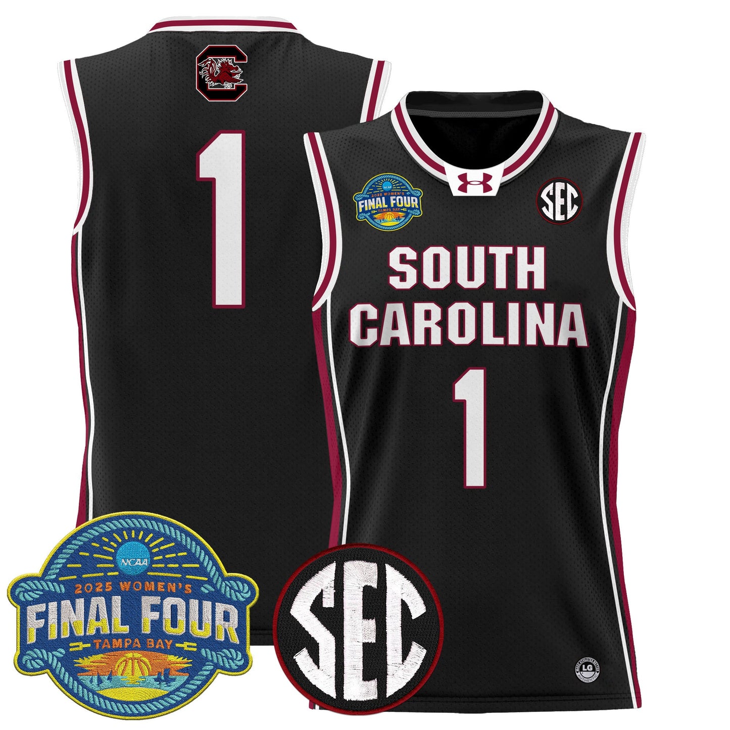 Men's Size - South Carolina Gamecocks 2025 Sec Women's Final Four Patch Lightweight Basketball Jersey - All Stitched