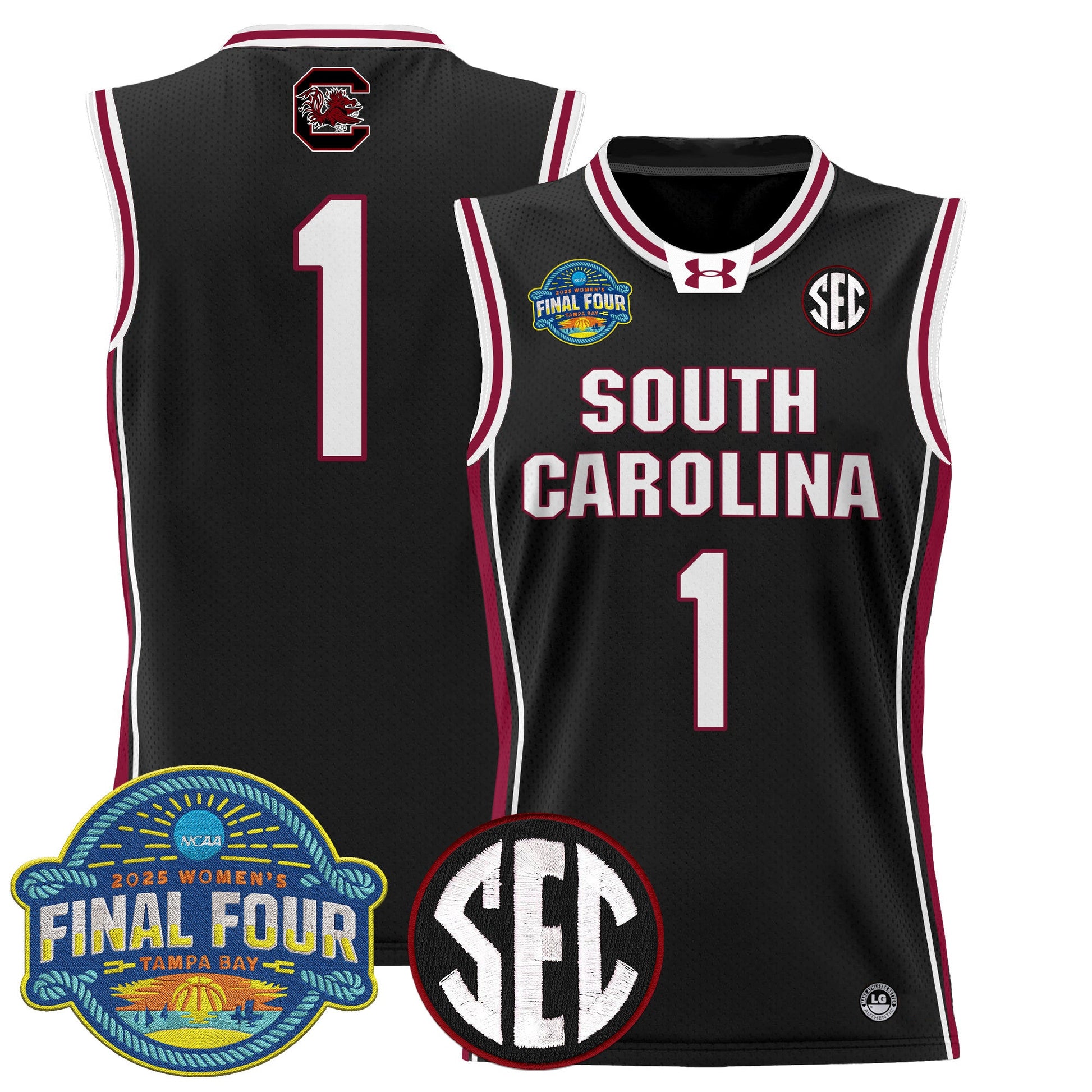 Men's Size - South Carolina Gamecocks 2025 Sec Women's Final Four Patch Lightweight Basketball Jersey - All Stitched