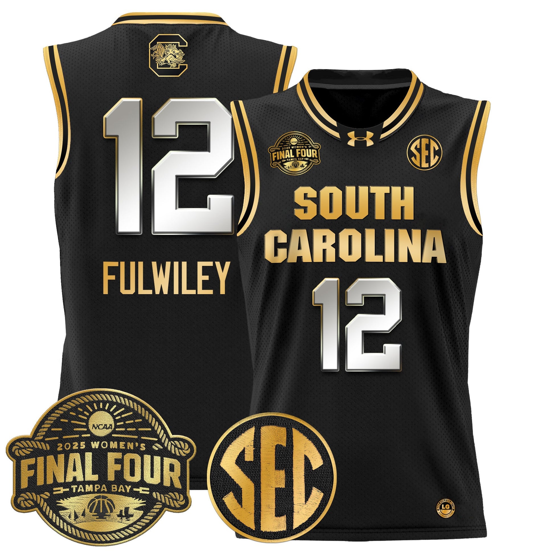 Men's Size - South Carolina Gamecocks 2025 Sec Women's Final Four Patch Lightweight Basketball Jersey - All Stitched