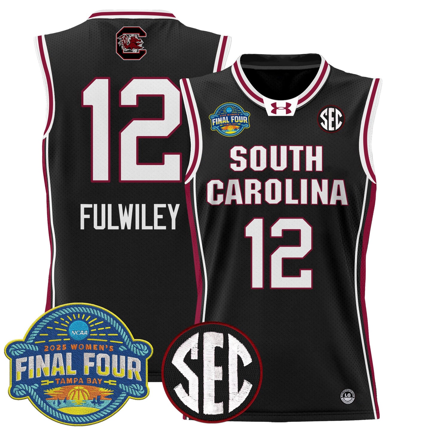 Men's Size - South Carolina Gamecocks 2025 Sec Women's Final Four Patch Lightweight Basketball Jersey - All Stitched