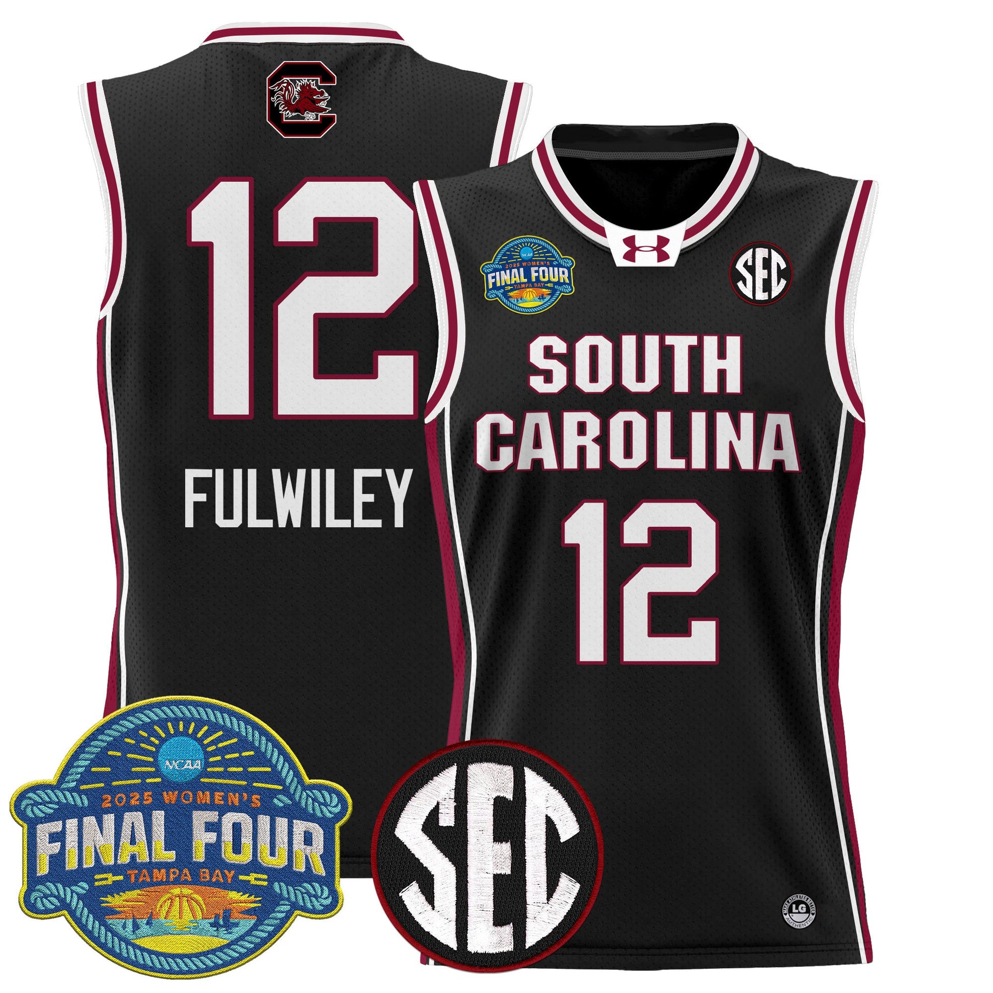 Men's Size - South Carolina Gamecocks 2025 Sec Women's Final Four Patch Lightweight Basketball Jersey - All Stitched