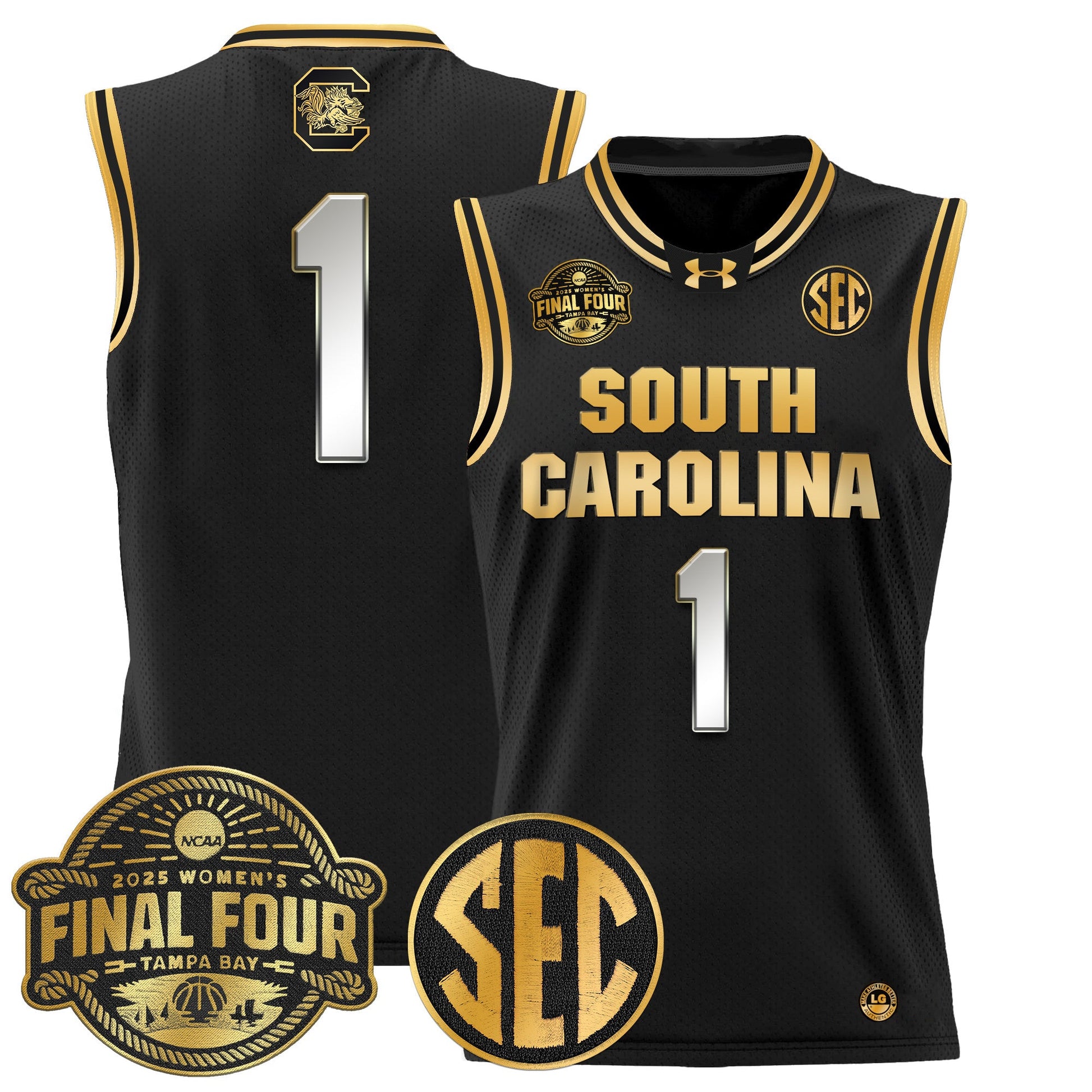 Men's Size - South Carolina Gamecocks 2025 Sec Women's Final Four Patch Lightweight Basketball Jersey - All Stitched