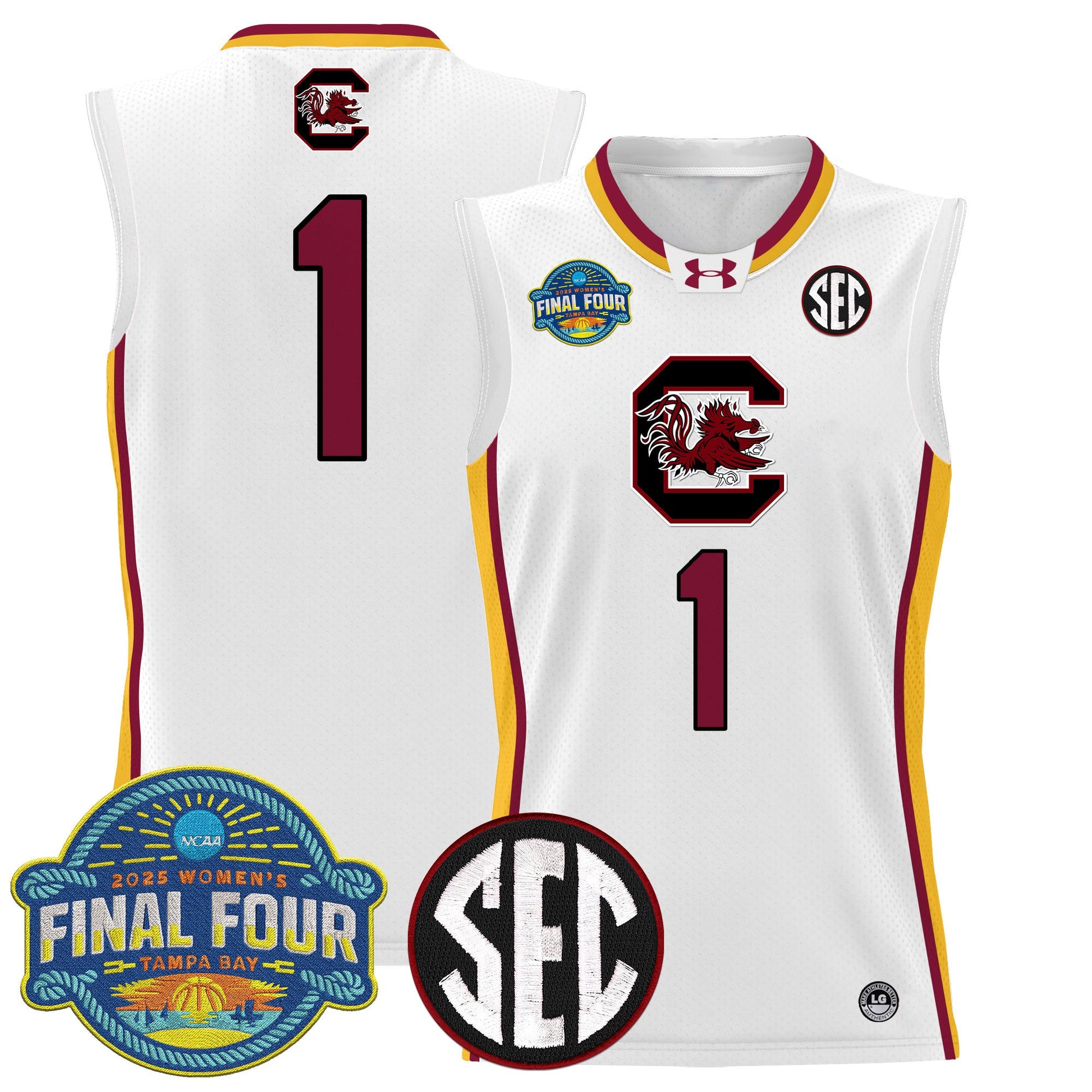 Men's Size - South Carolina Gamecocks 2025 Sec Women's Final Four Patch Lightweight Basketball Jersey - All Stitched