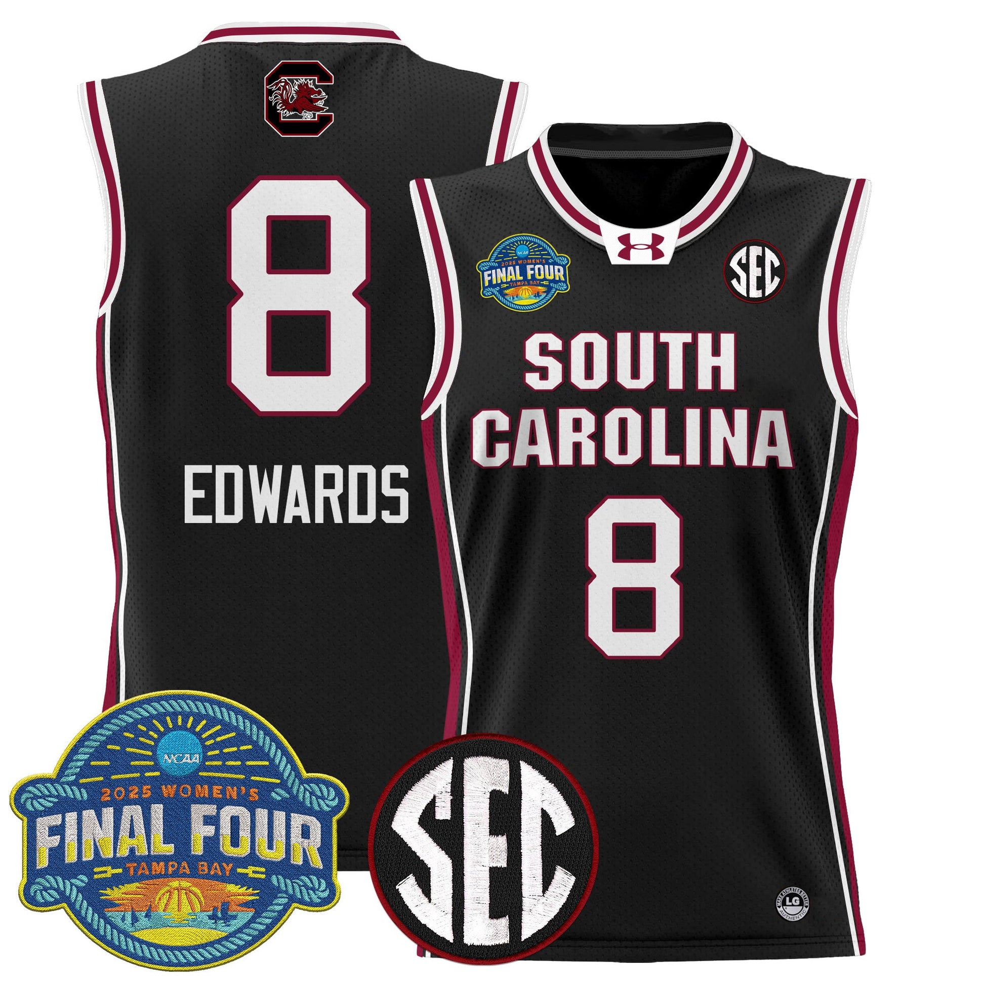 Men's Size - South Carolina Gamecocks 2025 Sec Women's Final Four Patch Lightweight Basketball Jersey - All Stitched